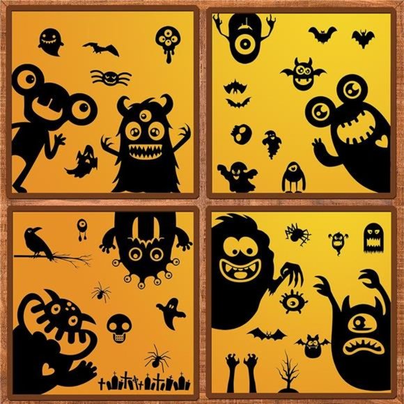 Accessories 9 Sheet Halloween Window Clings Halloween Window